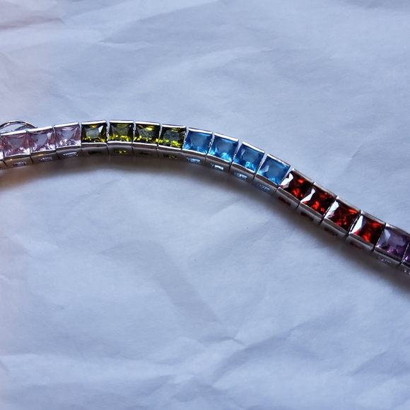 Sterling Silver RP Simulated Gemstone Bracelet - Picture 5 of 9